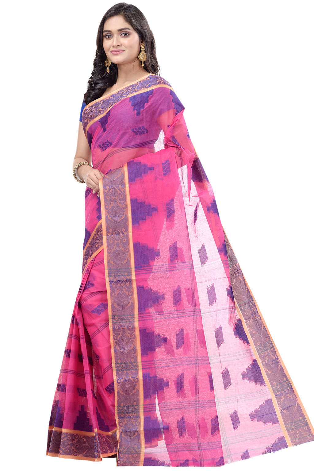 Pink Pure Cotton Kamala Desiging Tant Saree (224)